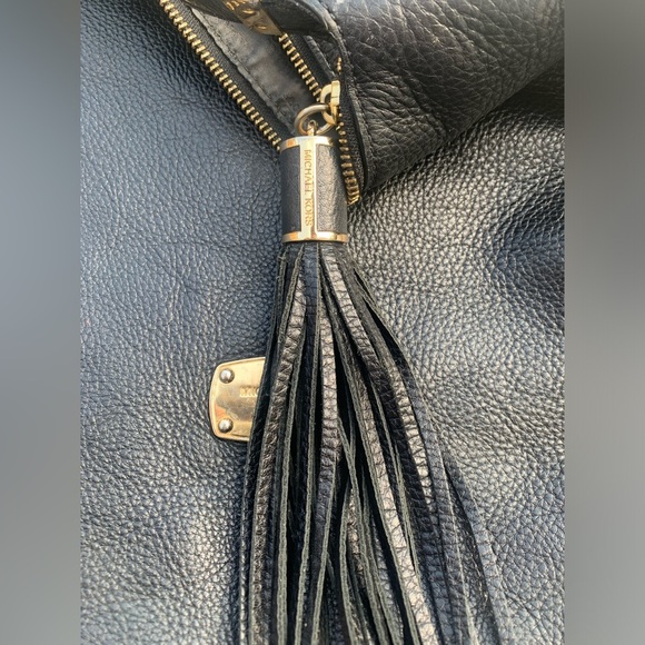 Michael Kors Black Leather Hobo Bag with Tassel (not authentic) - Picture 9 of 14
